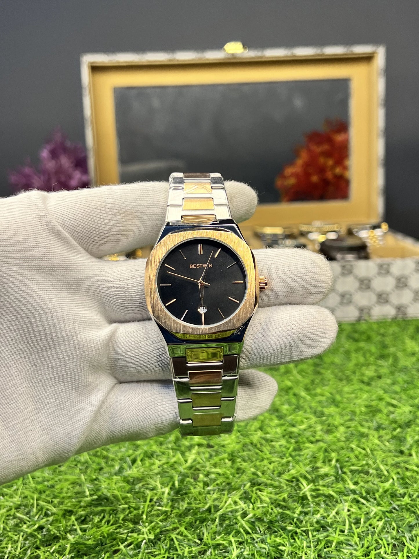 B.W Two Tone Chain Watch